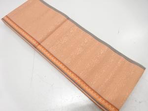 本場筑前博多　縞に更紗模様織り出し　単半幅帯